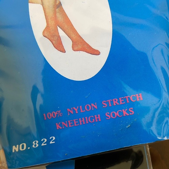 Vintage Seanna Set of 5 Knee High black stretch nylon socks New in packages - Picture 7 of 8